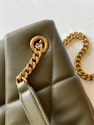 Y.S.L PUFFER SMALL  In Nappa Lambskin Gold Tone Metal Dk Green Color