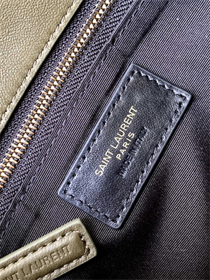 Y.S.L PUFFER SMALL  In Nappa Lambskin Gold Tone Metal Dk Green Color