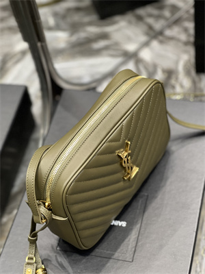 Y.S.L LOU CAMERA BAG In Green Quilted Leather Gold Tone Metal