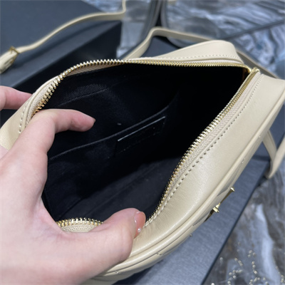 Y.S.L LOU CAMERA BAG In Beige Quilted Leather Gold Tone Metal