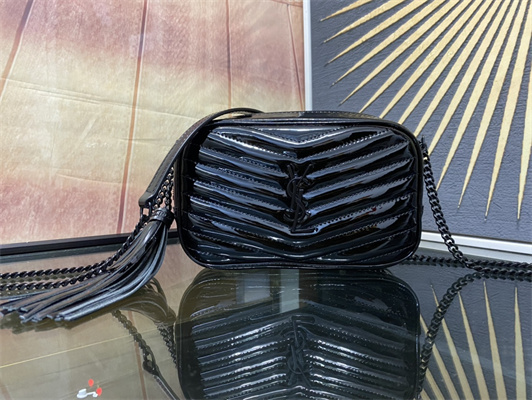 Y.S.L MINI LOU In Blue Quilted Patent Leather Black Tone Metal