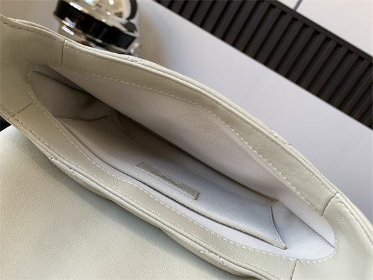 Y.S.L LE 57 Hobo Bag In Quilted Lambskin White Color