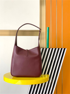 Y.S.L LE 5 A 7 Supple SMALL HOBO BAG In Burgundy Leather