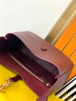 Y.S.L LE 5 A 7 Supple SMALL HOBO BAG In Burgundy Leather