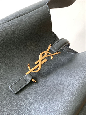 Y.S.L LE 5 A 7 Supple SMALL HOBO BAG In Dk Grey Leather