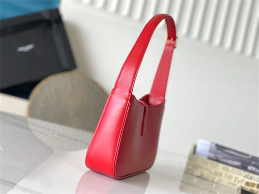 Y.S.L LE 5 A 7 HOBO BAG In Red Smooth Leather