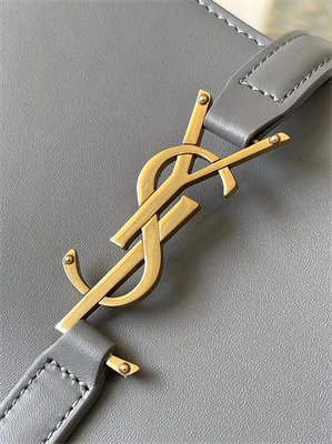 Y.S.L LE 5 A 7 HOBO BAG In Grey Smooth Leather