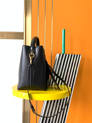 Y.S.L LE 37 In Black Shiny Leather Bucket Bag