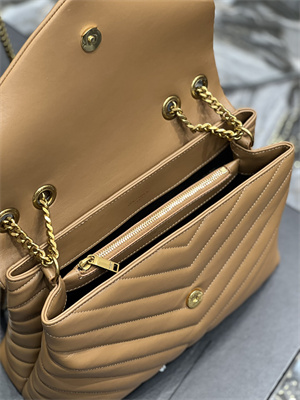 Y.S.L LOULOU MEDIUM In Caramel Quilted Calfskin Leather Gold Tone Metal