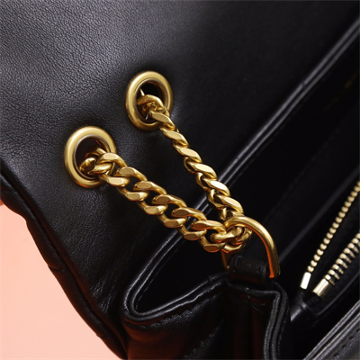 Y.S.L LOULOU SMALL In Black Quilted Calfskin Leather Gold Tone Metal