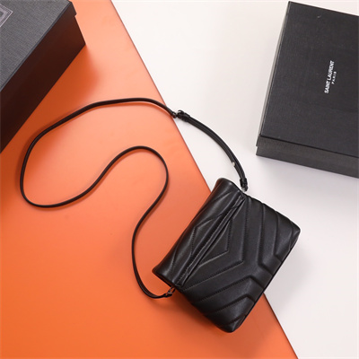 Y.S.L TOY LOULOU In Black Quilted Calfskin Leather Silver Tone Metal