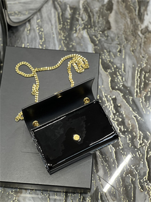 Y.S.L KATE SMALL IN Patent Leather Gold Tone Metal Black Color