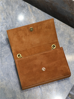 Y.S.L KATE SMALL IN Suede Leather Gold Tone Metal Caramel Color