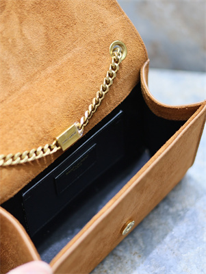 Y.S.L KATE SMALL IN Suede Leather Gold Tone Metal Caramel Color