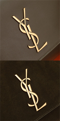 Y.S.L REVERSIBLE KATE MEDIUM Gold Tone Metal Dk Green Color