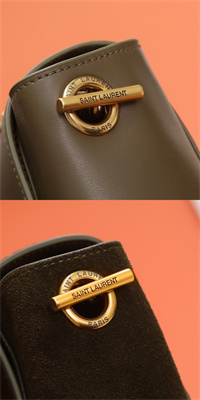 Y.S.L REVERSIBLE KATE MEDIUM Gold Tone Metal Dk Green Color