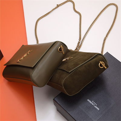 Y.S.L REVERSIBLE KATE MEDIUM Gold Tone Metal Dk Green Color