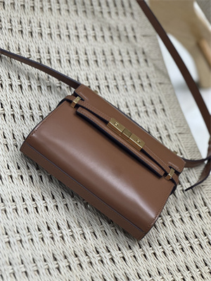 Y.S.L MANHATTAN MINI Crossbody Bag In BOX Saint Laurent Brown Color