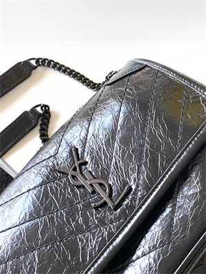 Y.S.L NIKI BABY In Vintage Leather All Black Color