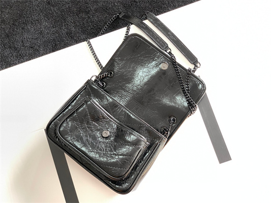 Y.S.L NIKI BABY In Vintage Leather All Black Color