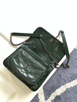 Y.S.L NIKI BABY In Vintage Leather Dk Green Color