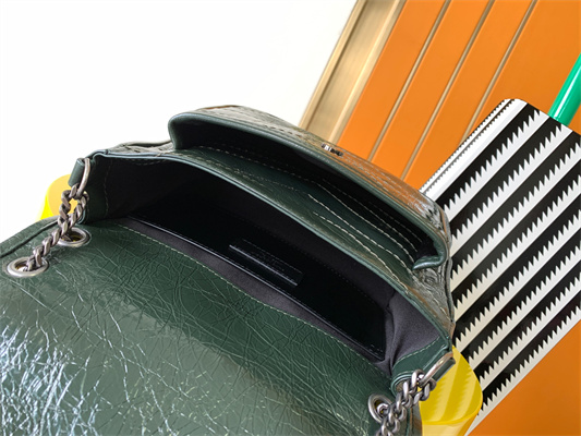 Y.S.L NIKI BABY In Vintage Leather Dk Green Color