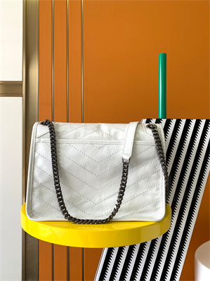 Y.S.L NIKI MEDIUM In Vintage Leather White Color