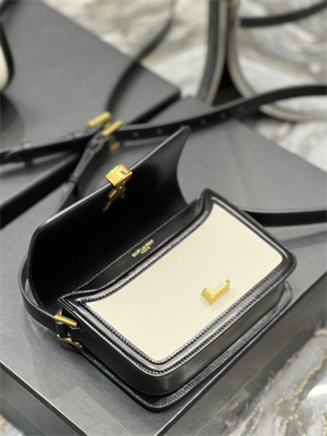 Y.S.L SOLFERINO SMALL SATCHEL IN BOX SAINT LAUREN Gold Tone Metal White/Black Color