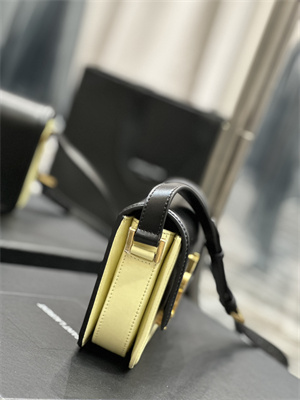 Y.S.L SOLFERINO SMALL SATCHEL IN BOX SAINT LAUREN Gold Tone Metal Black/Pale Yellow Color