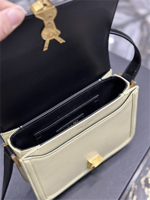 Y.S.L SOLFERINO SMALL SATCHEL IN BOX SAINT LAUREN Gold Tone Metal Black/Pale Yellow Color