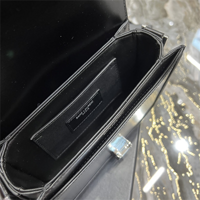 Y.S.L SOLFERINO SMALL SATCHEL IN BOX SAINT LAUREN Silver Tone Metal Black Color