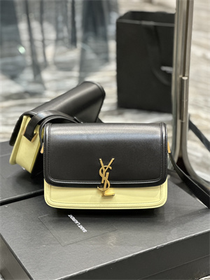 Y.S.L SOLFERINO MEDIUM SATCHEL IN BOX SAINT LAUREN Gold Tone Metal Black/Pale Yellow Color
