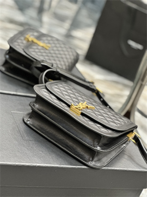 Y.S.L SOLFERINO MEDIUM SATCHEL IN QUILTED LAMBSKIN Gold Tone Metal Black Color