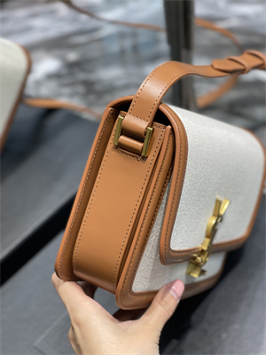 Y.S.L SOLFERINO MEDIUM SATCHEL IN Cotton Canvas and Leather Gold Tone Metal