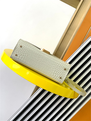 Y.S.L CASSANDRA MINI TOP HANDLE BAG IN CROCODILE EMBOSSED LEATHER Gold Tone Metal White Color