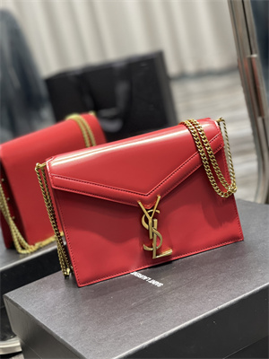 Y.S.L CASSANDRA CHAIN BAG IN BOX SAINT LAUREN Gold Tone Metal Red Color