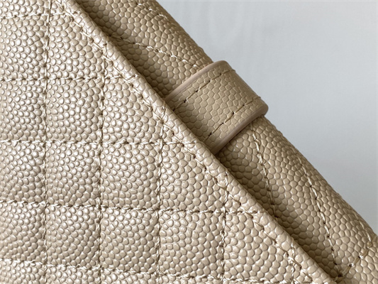 Y.S.L SMALL ENVELOPE WALLET IN MIX MATELASS?? GRAIN DE POUDRE EMBOSSED LEATHER Beige Color Gold Tone Metal