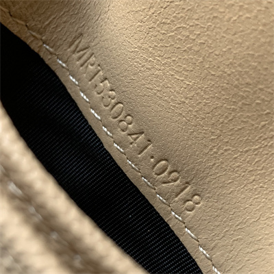 Y.S.L MONOGRAM MATELASS?? WALLET IN GRAIN DE POUDRE EMBOSSED LEATHER Beige Color Gold Tone Metal