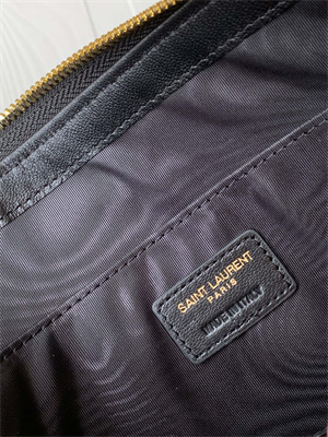 Y.S.L CASSANDRA MATELASS?? TABLET POUCH IN QUILTED LEATHER Black Color Gold Tone Metal