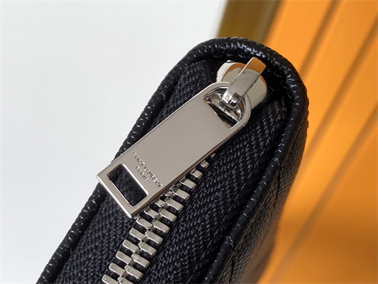 Y.S.L CASSANDRA MATELASS?? ZIP AROUND WALLET IN GRAIN DE POUDRE EMBOSSED LEATHER Black Color Silver Tone Metal