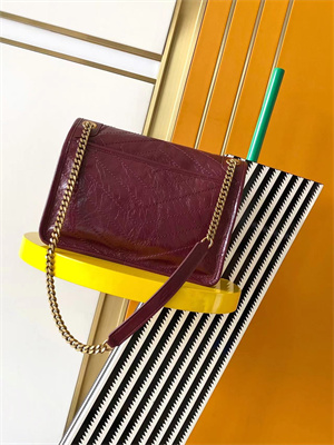 Y.S.L NIKI MEDIUM In Vintage Leather Burgundy Color