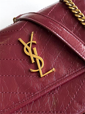 Y.S.L NIKI MEDIUM In Vintage Leather Burgundy Color
