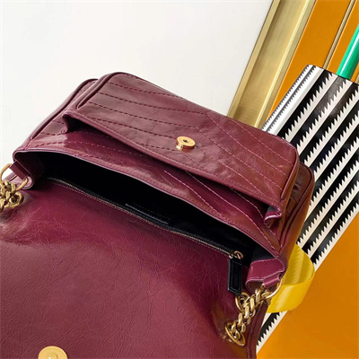 Y.S.L NIKI MEDIUM In Vintage Leather Burgundy Color