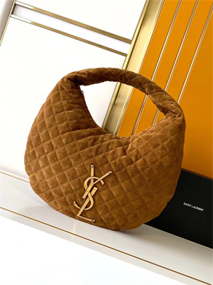 YSL ICARE HOBO In Quilted Suede Cognac
