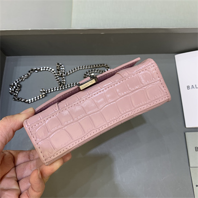 Women’s Hourglass Mini Bag Crocodile Embossed In Pink