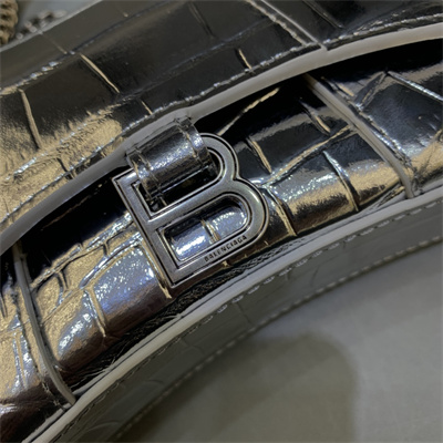 Women’s Hourglass Mini Bag Crocodile Embossed In Silver