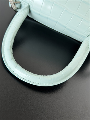 Women’s Hourglass Small Handbag Crocodile Embossed In Mint Blue