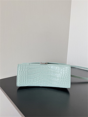 Women’s Hourglass Small Handbag Crocodile Embossed In Mint Blue