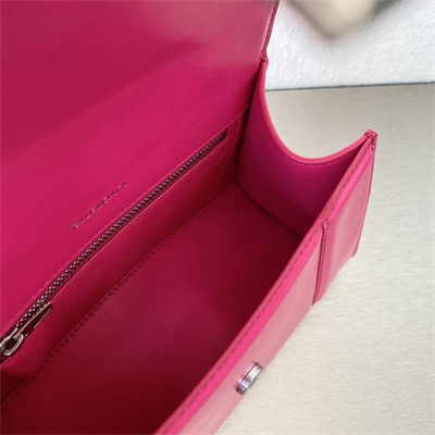 Women’s Hourglass Small Handbag Shiny Box Calfskin In Fuchsia