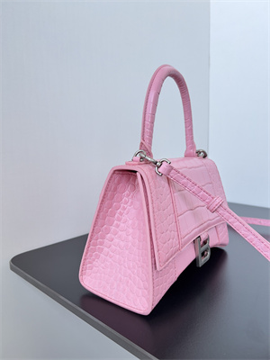 Women’s Hourglass Small Handbag Crocodile Embossed In Peach Pink